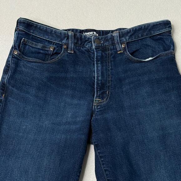 Lands End Square Rigger Mens Sz 36 Denim Jeans Dadcore Comfort Elastic Waist - Picture 1 of 11